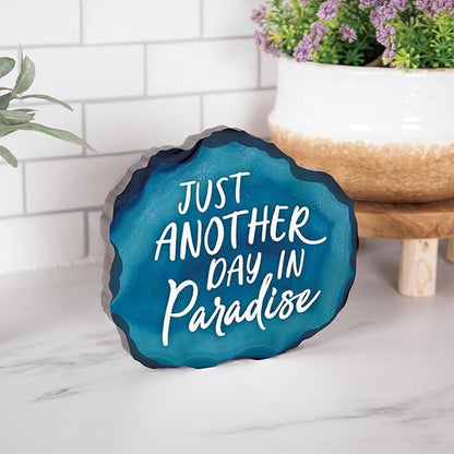 P. Graham Dunn Wood Tabletop Shape Décor - 7" x 6" - Just Another Day In Paradise