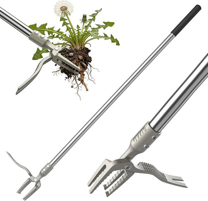 One-Piece Stand Up Weed Puller Tool with Long Handle, 47" No Assembly Stainless Steel Garden Weeder Dandelion Root Removal Without Kneeling