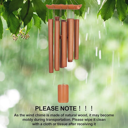 Virekm Bamboo Wind Chimes for Outside, Small Sympathy Wind Chimes Bamboo Windchimes Outdoors with Natural Sounds, Gifts Windchime Indoor Outdoor Decorations for Patio Porch Garden and Backyard