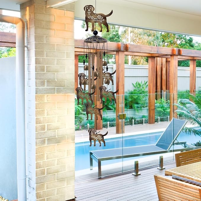 Outdoor Dogs Wind Chimes - Bronze Memorial Wind Bells, Mobile Sympathy Wind Catcher, Romantic Puppy Decor, Windchimes for Home, Balcony, Tree, Festival, Garden Hanging Decoration, Gifts for Mom