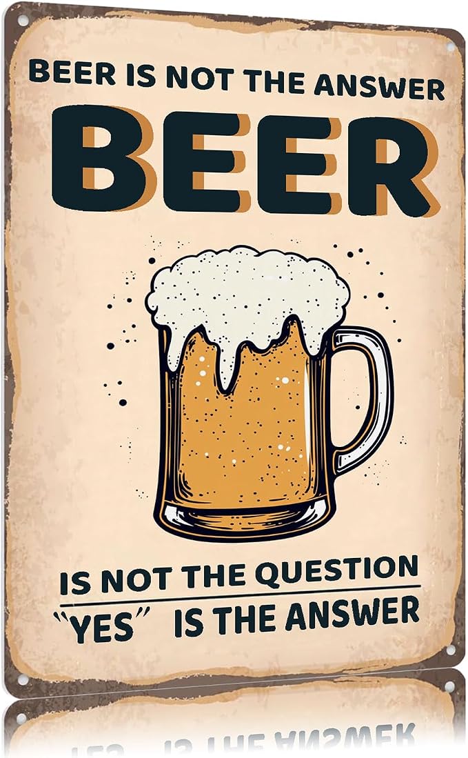 Vintage Metal Sign Beer Is Not The Answer Tin Sign Funny Walll Decor for Bar Kitchen Pubs Cafe Home Garage 12×8 Inch