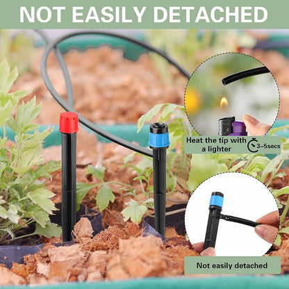 SiliFine 120 Pcs Drip Irrigation Emitters for 1/4'' Drip Irrigation Tubing 60 Irrigation Emitters Sprayer 60 Adjustable 360 Degree Water Flow Drippers for Patio Lawn Garden Watering