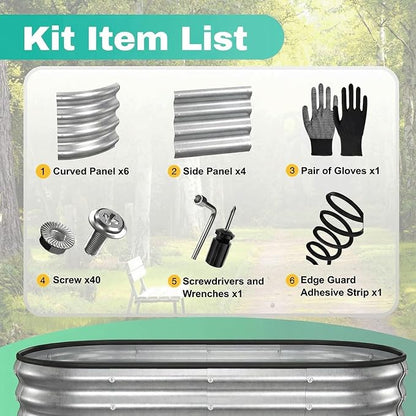 4x2x1 FT Galvanized Raised Garden Bed Kit, Open Bottom Design Metal Planter Box Outdoor, Planters for Outdoor Plants, Flower, Vegetables, Herbs (Galvanized,2PCS)