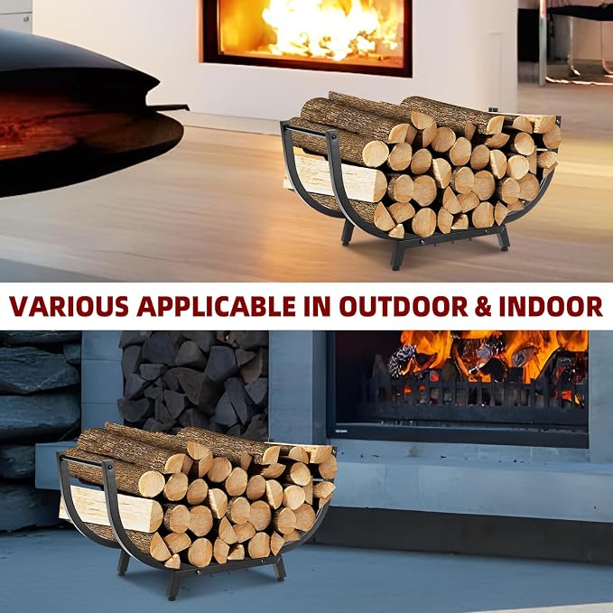 DNKMOR 30INCH Firewood Rack for Outdoor&Indoor,Heavy Duty Stable Log Holder for Fireplace Wood,Durable Metal Wood Storage Rack