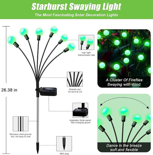 NBQQ Solar Garden Lights Outdoor, Waterproof Solar Powered Lights for Yard Pathway Patio, Swaying Lawn Decor as Gardening Gifts for Women Holiday(Green,4 Pack)