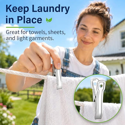 50 Pcs Garden Clamp, Stainless Steel Metal Clip for Garden Netting | Garden Clips for Netting, Greenhouse Clip with Strong Grip, Heavy Duty Clamp, Outdoor Clip for Shade Cloth, Laundry, Fabric