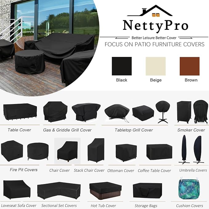 NettyPro Outdoor Cushion Storage Bags Water-Resistant for Patio Furniture Storage Cushion Christmas Tree Bag 7.5 Ft with Zipper and Handle, 50 x 15 x 25 Inch, Black
