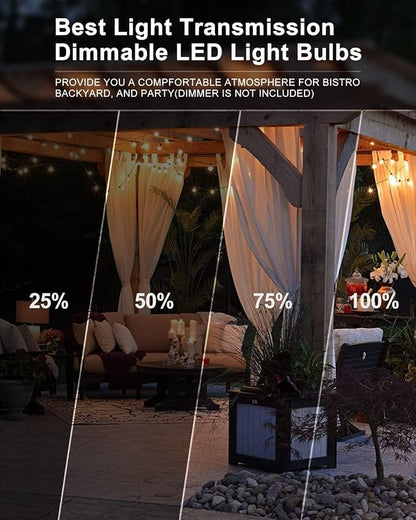 Lightdot LED Outdoor String Lights 300FT Patio Lights with 96 Shatterproof ST38 Vintage Edison Bulbs, Outside Hanging Light Waterproof for Porch, Deck, Garden, Backyard, Balcony, Dimmable