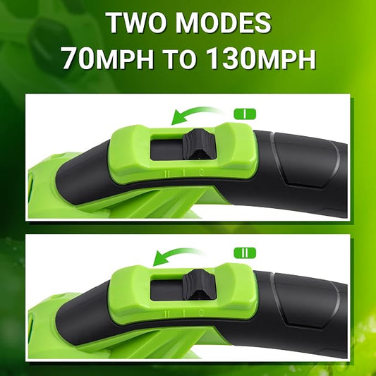 20V Cordless Leaf Blower with Battery and Charger, Electric Leaf Blower Vacuum, Battery Leaf Blower Cordless for Lawn, Variable Speed, Lightweight, Quick Charge, Green, (TDC-CB20)