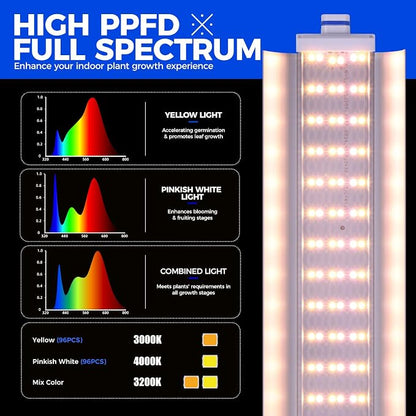 Barrina CX2Z Greenhouse with Grow Light for Indoor Plant & Seedlings, 6-Tier Plant Shelf with 2FT 30W(Per Light) Full Spectrum Plant Lights, 3 Adjustable Spectrum and Timer, 29x14x71 Inches