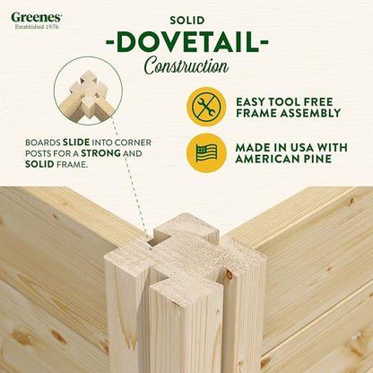 Greenes Fence Original Pine Raised Garden Bed, 4' x 8' x 7-10.5" - Made in USA with American Pine