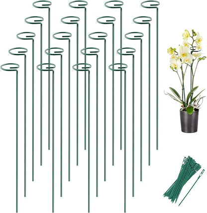 20 Pack 24 Inch Plant Support Stakes for Outdoor Plants and Indoor Flowers | Includes 24 Twist Ties, Sturdy metal, Rust-proof, Supports Iris,Dahlia,Gladiolus,Amaryllis,Rose,Sunflower,Tomato,and more