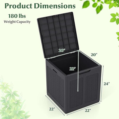 Tangkula 39 Gallon Outdoor Storage Box, Waterproof PP Resin Patio Storage Box with Lockable Lid for Indoor & Outdoor Use, Rattan Design Deck Box for Cushions, Garden Tools