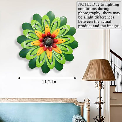 AHYS Metal Flowers Wall Decor Indoor Outdoor Metal Wall Art for Home Farmhouse Living Room Bedroom Bathroom Garden Decorations - Green