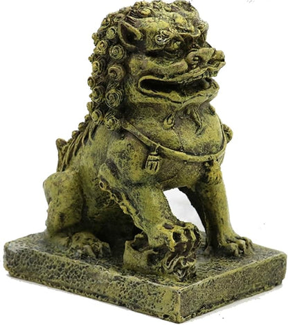 Fish Tank Decorations, Japanese Large Aquarium Decor Accessories with Foo Lions, Bearded Dragon Hideout, Reptile & Amphibian Habitat Hideouts(Yellow Lion)