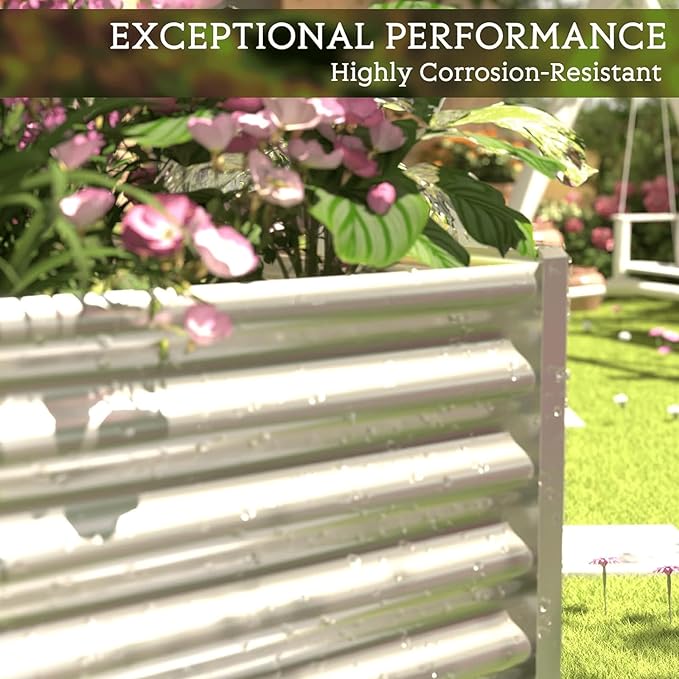 3 Pack Corrugated Galvanized Steel Raised Garden Bed Outdoor, Metal Above Ground Garden Bed for Vegetables and Flowers, Rectangle Raised Beds for Gardening-36x18 inch