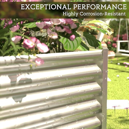 3 Pack Corrugated Galvanized Steel Raised Garden Bed Outdoor, Metal Above Ground Garden Bed for Vegetables and Flowers, Rectangle Raised Beds for Gardening-36x18 inch
