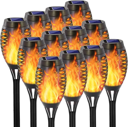 EOYIZW 12 Pack Solar Torch Light with Flickering Flame, 12 LEDs Solar Lights Outdoor, IP65 Waterproof Torches for Outside Landscape Decoration Outdoor Lights for Garden Yard Patio