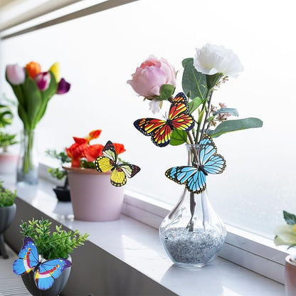 3D Decorative Butterfly Garden Stakes Fake Butterflies Garden Decorations for Yard Patio Lawn Plant Flower Pot Decor, 24 Pcs