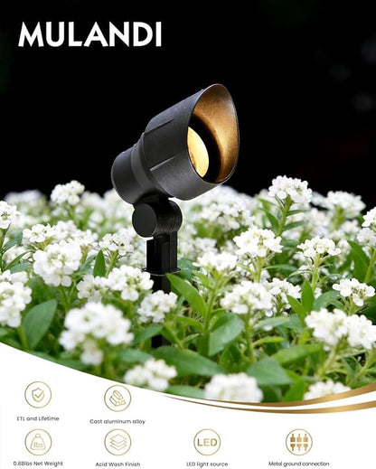 Low Voltage Landscape Spotlights 20W 12V LED Outdoor Lighting, 3000K Warm White, Adjustable Die-Cast Aluminum Lights for Garden, Yard, and Patio 6 Pack