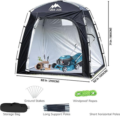 Bike Storage Tent, 82*52*71 In Outdoor Portable Storage Tent,Made of 210D Oxford Cloth PU4000mm Waterproof Fabric, Storage Shed for 2-4 bike, Motorcycles,Garden Tools,Lawn Mower,Various Tools