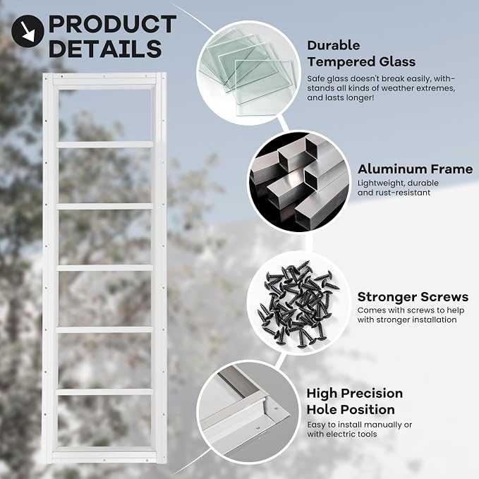 Shed Windows 2 Pack, Fixed Transom Windows 10" x 35" White | Small Chicken Coop Windows with Tempered Glass for Shed, Barns, Playhouse, Household, Garage