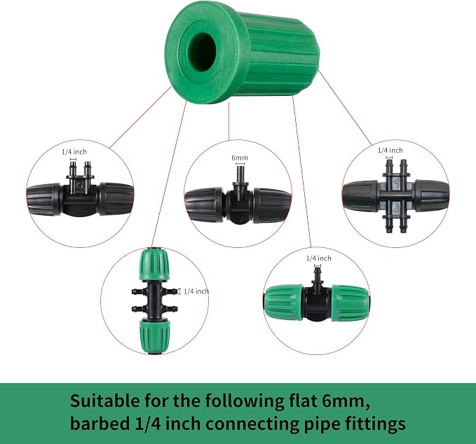1/4 Barb Connector Plug Cap, Rubber Plug Fitting for 1/4 Hose Irrigation System(40PCS/Pack)