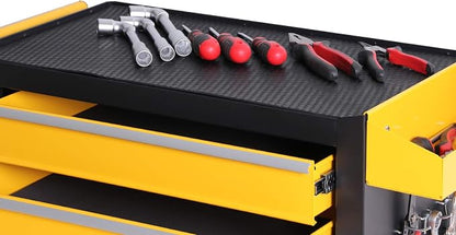 Tool Chest Heavy Duty Cart Steel Rolling Tool Box with Lockable Doors (TZ12 Black Yellow)