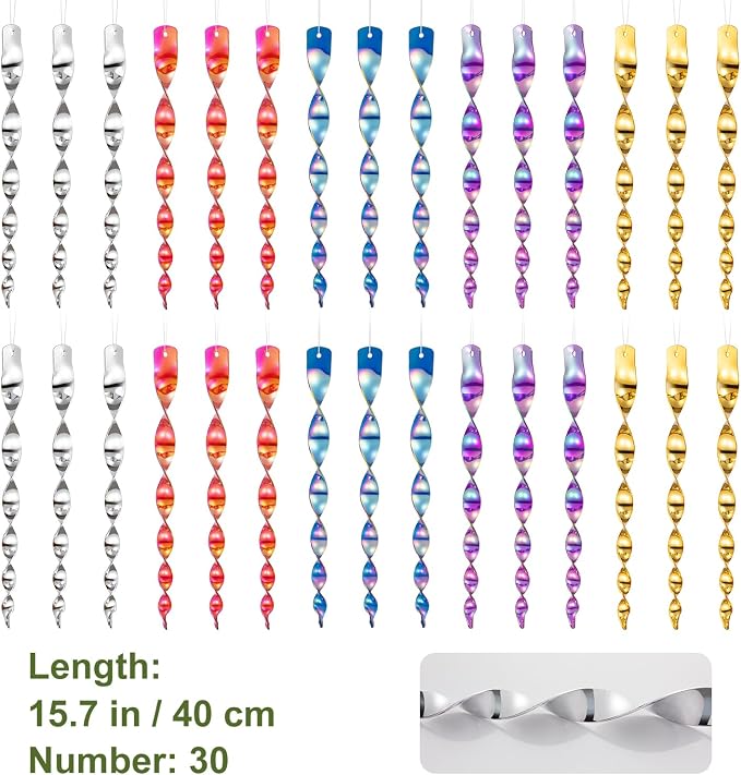 OFFO Large Bird Scarer Rods, 15.7 Inches (30 Pcs) Multicolored Reflective Bird Device Outdoor Bird Scarer to Keep Pigeon and Woodpecker Away from Garden or Yard