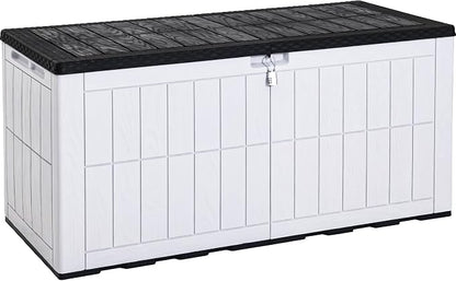 YITAHOME 134 Gallon Large Deck Box | Waterproof Resin Outdoor Storage Box with Lock and 2-Person Bench Seating for Patio Furniture Cushions,Garden Tools & Pool