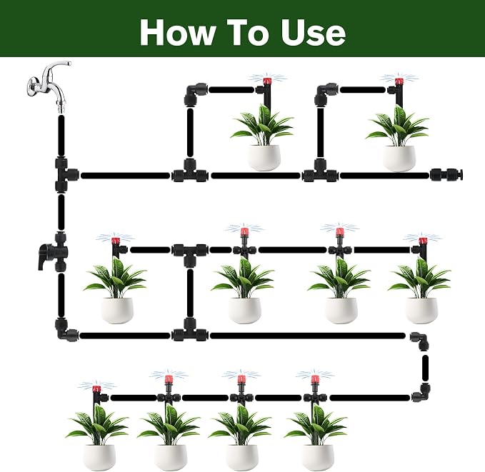 Kalolary 30 PCS Quick Connect 1/4" Drip Irrigation Tee Fitting, Universal Barbed Tee Connector for 1/4" Irrigation Tubing Leak Free Fittings for Sprinkler Drip Irrigation System (Include 4pcs Plugs)