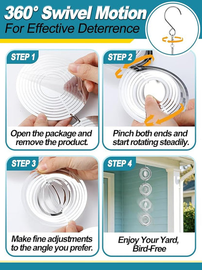 3pcs Reflective Wind Spinners Outdoor for Bird Scare - Stainless Steel Bird Reflectors to Keep Birds Away, Pinwheels for Yard and Garden Decor, Round