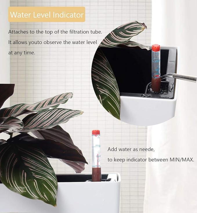 SAROSORA 14" Self Watering Planter Pots with Water Level Indicator, Rectangle Matte Plastic Window Box for Indoor Outdoor, Herbs Succulents Flowers House Plants (White)