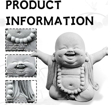 Laughing Buddha Statue,Zen Monk Praying Statue Sculptures Ornament for Garden,Outdoor,Wealth,Good Luck, Indoor,Mini Buddha Fish Tank Decoration