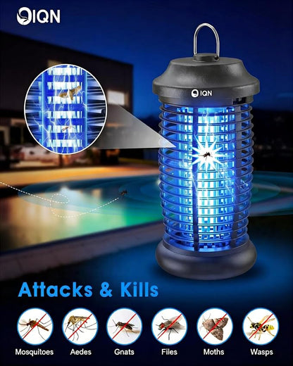 Bug Zapper Outdoor, Plug in Electric Mosquito Fly Zapper w/ 15W Light & 4200V Grid & on/Off Switch, Mosquito Traps & Killer for Indoor, Kitchen, Patio, Backyard and More (Black)