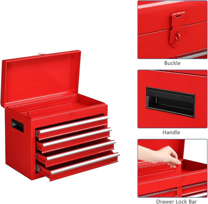 TUFFIOM 5-Drawer Rolling Tool Chest, Tool Storage Cabinet w/Drawers, Lockable Wheels, Detachable Top & Adjustable Shelf, Mechanic Tool Organizer Box for Garage, Workshop, Warehouse & Repair Shop