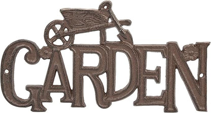 Sungmor Vintage Cast Iron GARDEN Plaque,Decorative Heavy Duty Wall-mounted Signs,Rustic Farmhouse Outdoor Wall or Fence Decor for Garden