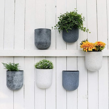 LA JOLIE MUSE Wall Hanging Planters for Indoor Plants，Hanging Flower Pots for Air Plants Succulent, Set of 2, 5.7L*4.1W*7H, Weathered Gray