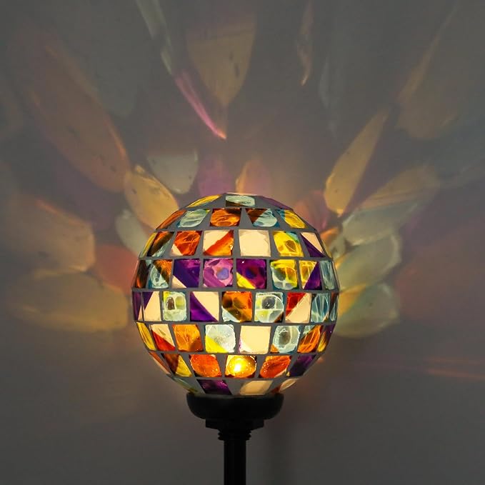 VCUTEKA Solar Lights Outdoor Decorative - Waterproof Mosaic Solar Garden Light, LED Pathway Stake for Landscape Lawn Patio Yard, Solar Globe Lights Outdoor, 1 Pack Multi