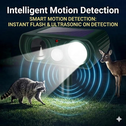 4 Pack New Solar Animal Repellent Ultrasonic Outdoor for Cats Squirrels Racoons Rabbits Foxs Dogs Deer Repellent Devices with Motion Sensor & Flash Light,IP65 Waterproof Animal Deterrent for Garden