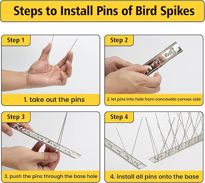 KKY 36 Pack Bird Spikes 13 inch Anti-Bird Nails Repellent Metal Deterant Spinners for Pigeon 38.9 Ft