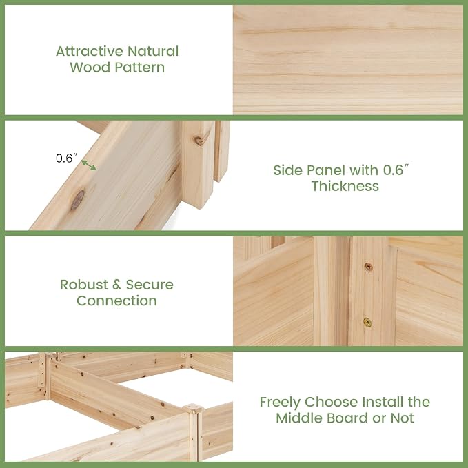 Giantex Raised Garden Bed with 3 Trellises, 88"x45"x43" Wooden Planter Box with 2 Growing Section, Outdoor Elevated Garden Bed for Vegetables Flowers Herbs & Climbing Plants Cucumber, Easy Assembly