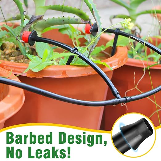 220-Piece Drip Irrigation Fittings Kit for 1/4" Tubing, Complete Set of Drip Barbed Connectors (Nozzle, Micro Dripper, Nozzle Tee, Single Barb, Coupling, Tee, Elbow, Valve, Plug, Cross, Stake)