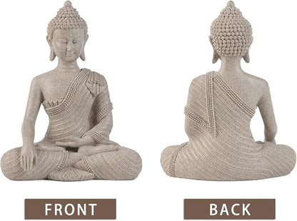 Buddha Statue for Home Decor Beige White-Buddha Statue Large for Spiritual 10.2''-Buddha Decor for Living Room-Buddha Statues for Zen Decor –Indoor Buddha Gift for Shrine , Meditation or Relaxation