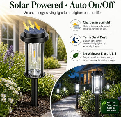 DERAYSION Solar Lights Outdoor Pathway, 8 Pack Large LED Solar Garden Lights, 21" Tall IP65 Waterproof Dusk to Dawn Outdoor Solar Lights for Yard, Path, Driveway