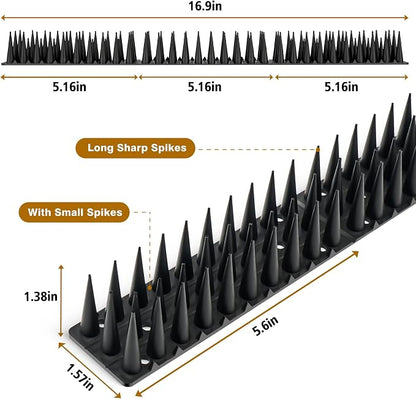 Bird Spikes 30 Packs Outdoor Cat and Bird Deterrent Spikes, Defender Spikes - Keep Pigeon, Cat & More Birds Away from Fences and Roof, Anti Theft Climb Strips (2023 Upgraded | 42.3 feet)