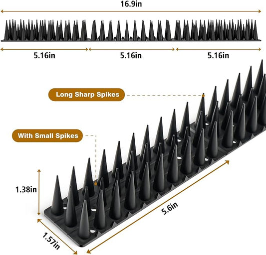 Bird Spikes 30 Packs Outdoor Cat and Bird Deterrent Spikes, Defender Spikes - Keep Pigeon, Cat & More Birds Away from Fences and Roof, Anti Theft Climb Strips (2023 Upgraded | 42.3 feet)