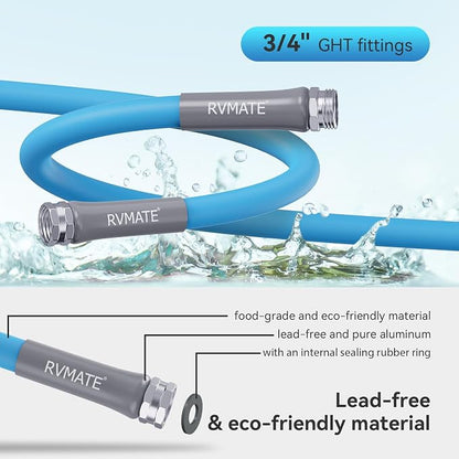 RVMATE RV Water Hose 35FT, 5/8” Inner Diameter Drinking Water Hose Lead-free, No Leaking Garden Hose For RV/Trailer/Camping, RV Accessories