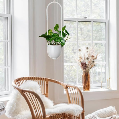 Boho Hanging Planter for Indoor Outdoor Plants Modern Wall and Ceiling Hanging Plant Basket Holder Hanger for Vines Succulents Ferns Room Decor(White)
