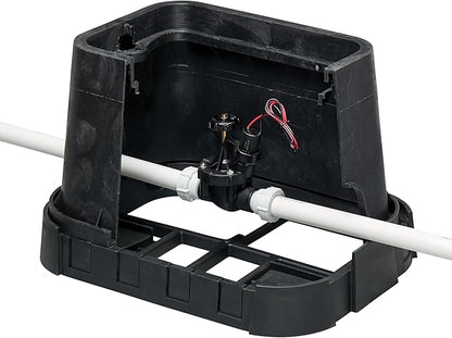 Orbit 53212 12" Standard Rectangular Sprinkler Valve Box, Black with Green Lid